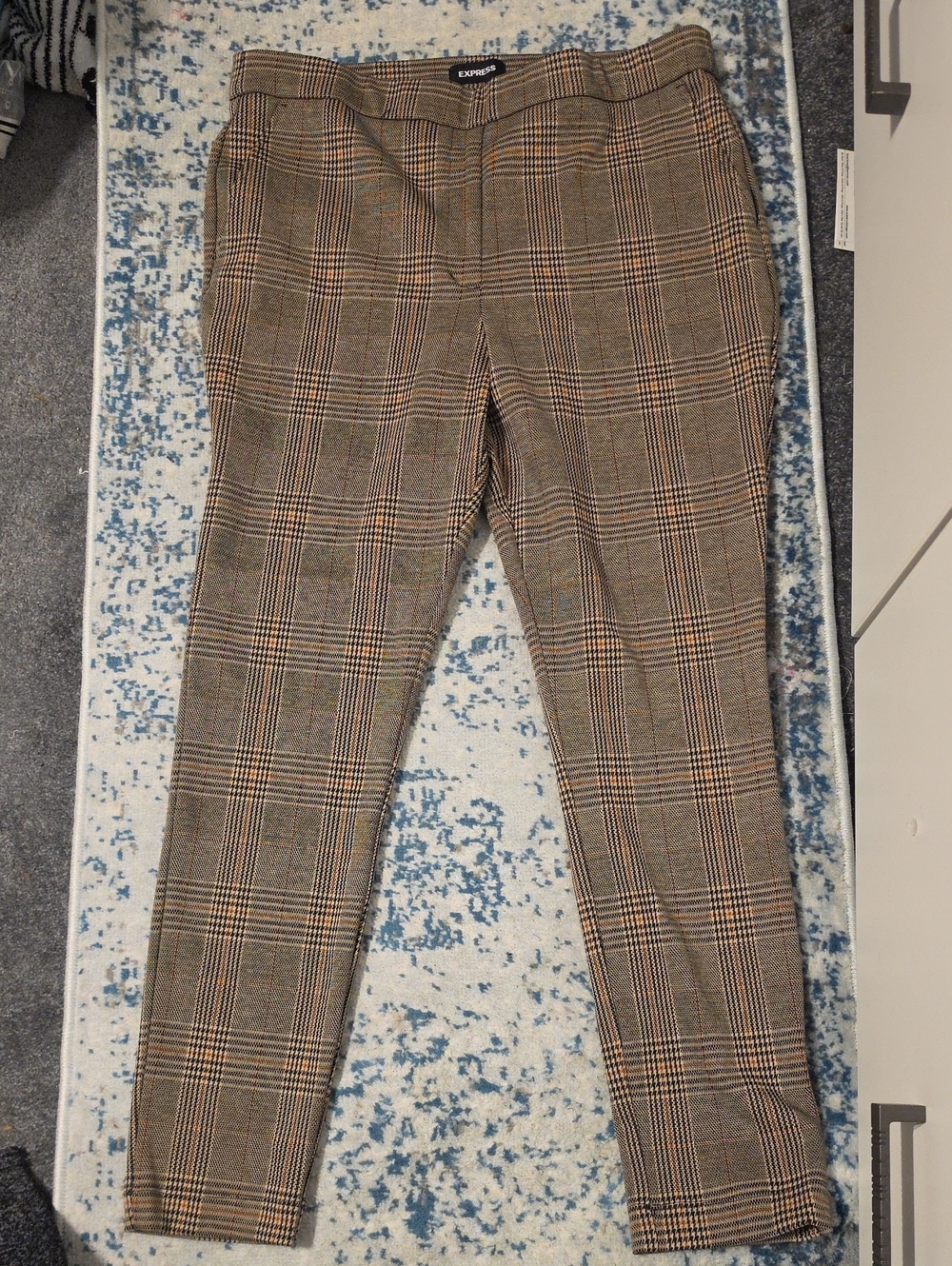 Express Plaid Ankle Pants - Brown/Black/Tan Sz Large